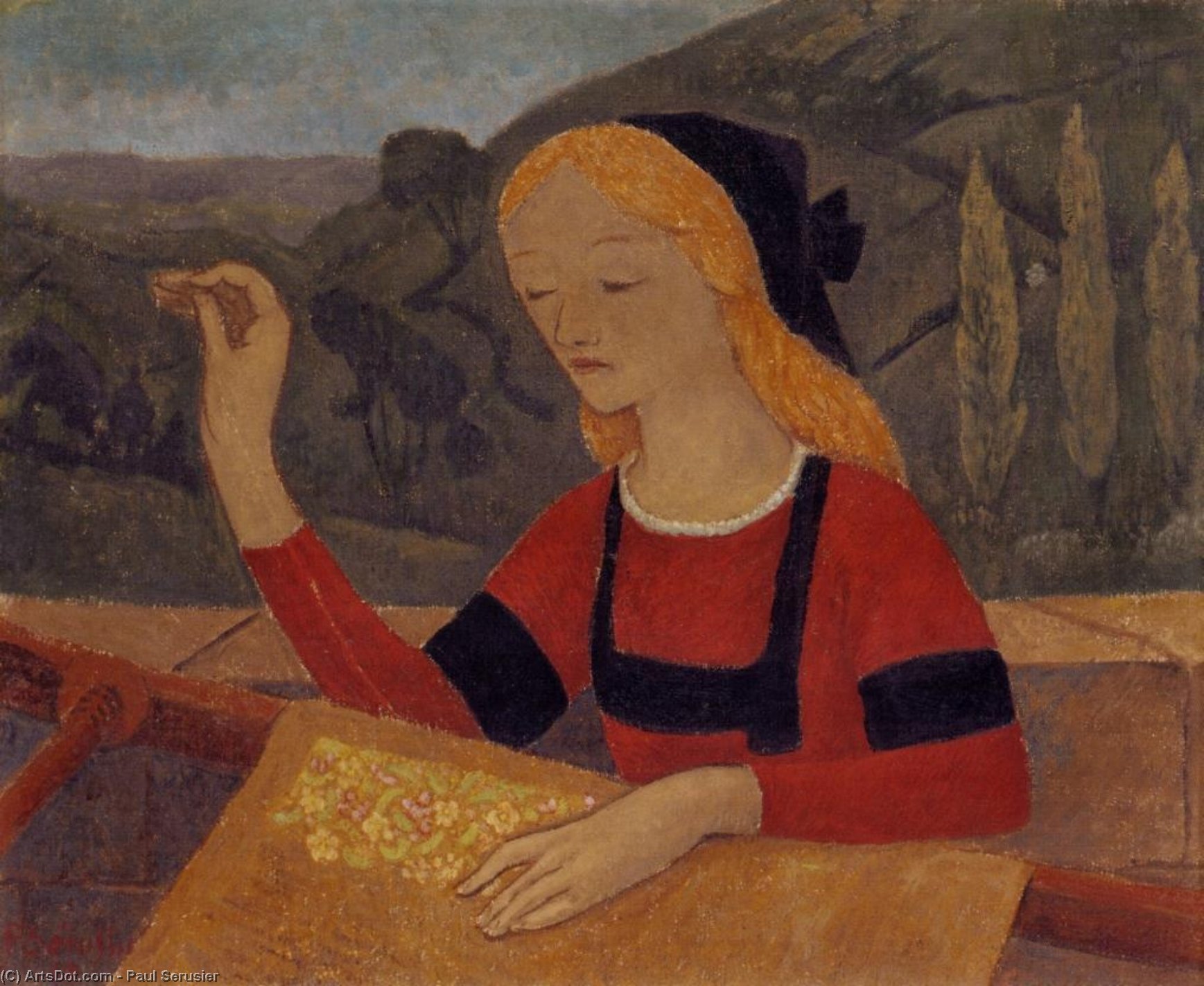 Embroiderer In A Landscape Of Chateauneuf — Paul Sérusier