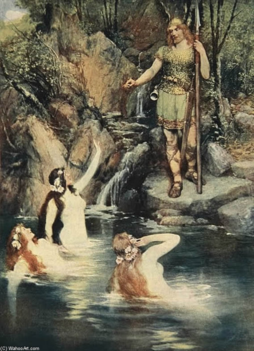 The Three Maidens Swam Close To The Shore — Ferdinand Leeke