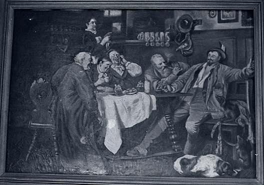 Trapper Telling A Story, (painting) — Lewis L Cross