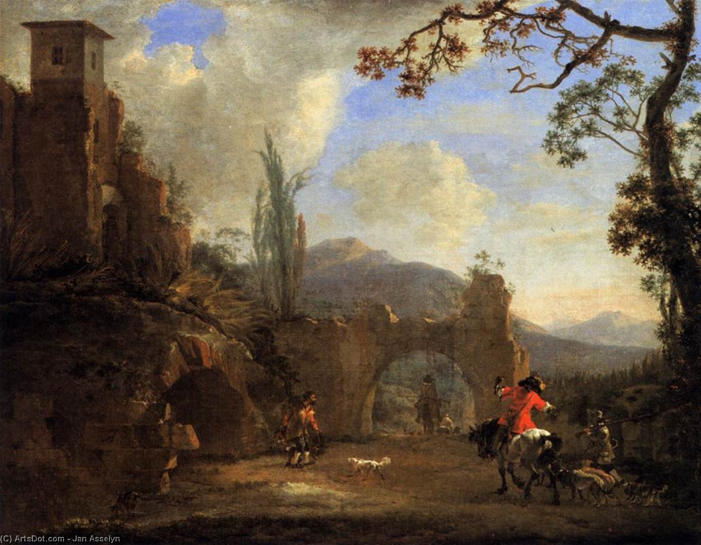 Landscape With Ruins And Hunting Party — Јан Аселин