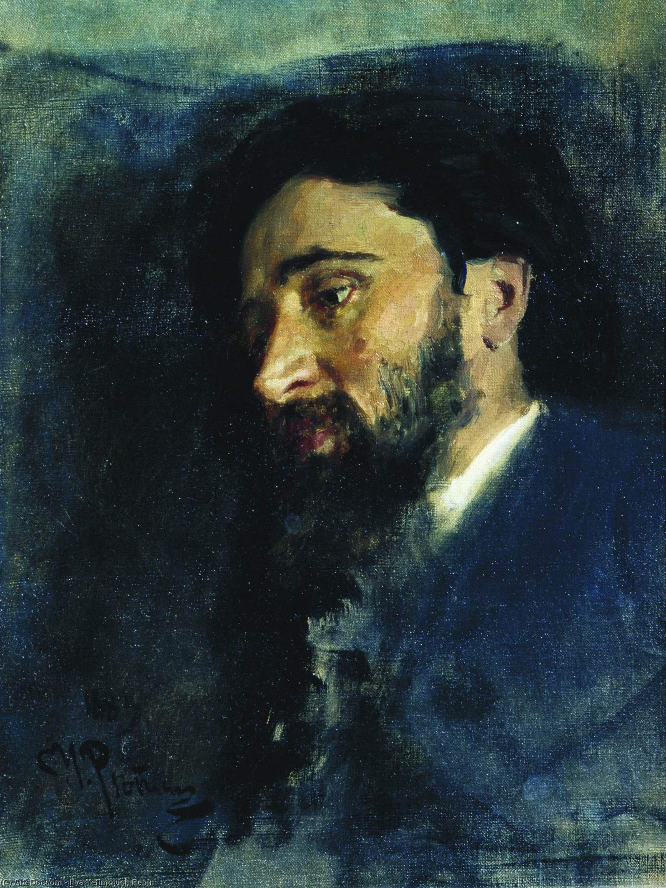Portrait Of Writer Vsevolod Mikhailovich Garshin. Study. — Иља Репин