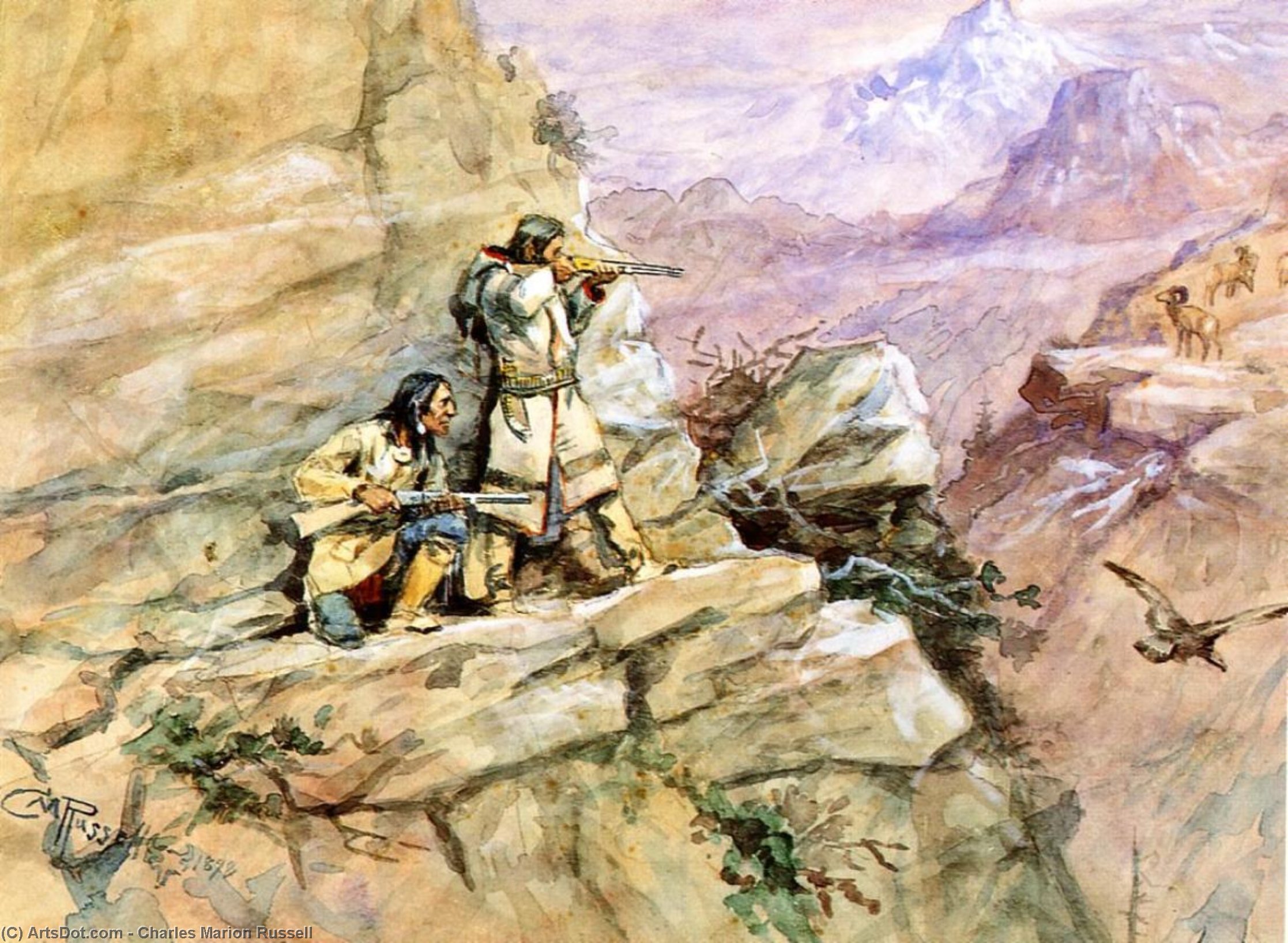 Hunting Big Horn Sheep — Чарльз Марион Расселл