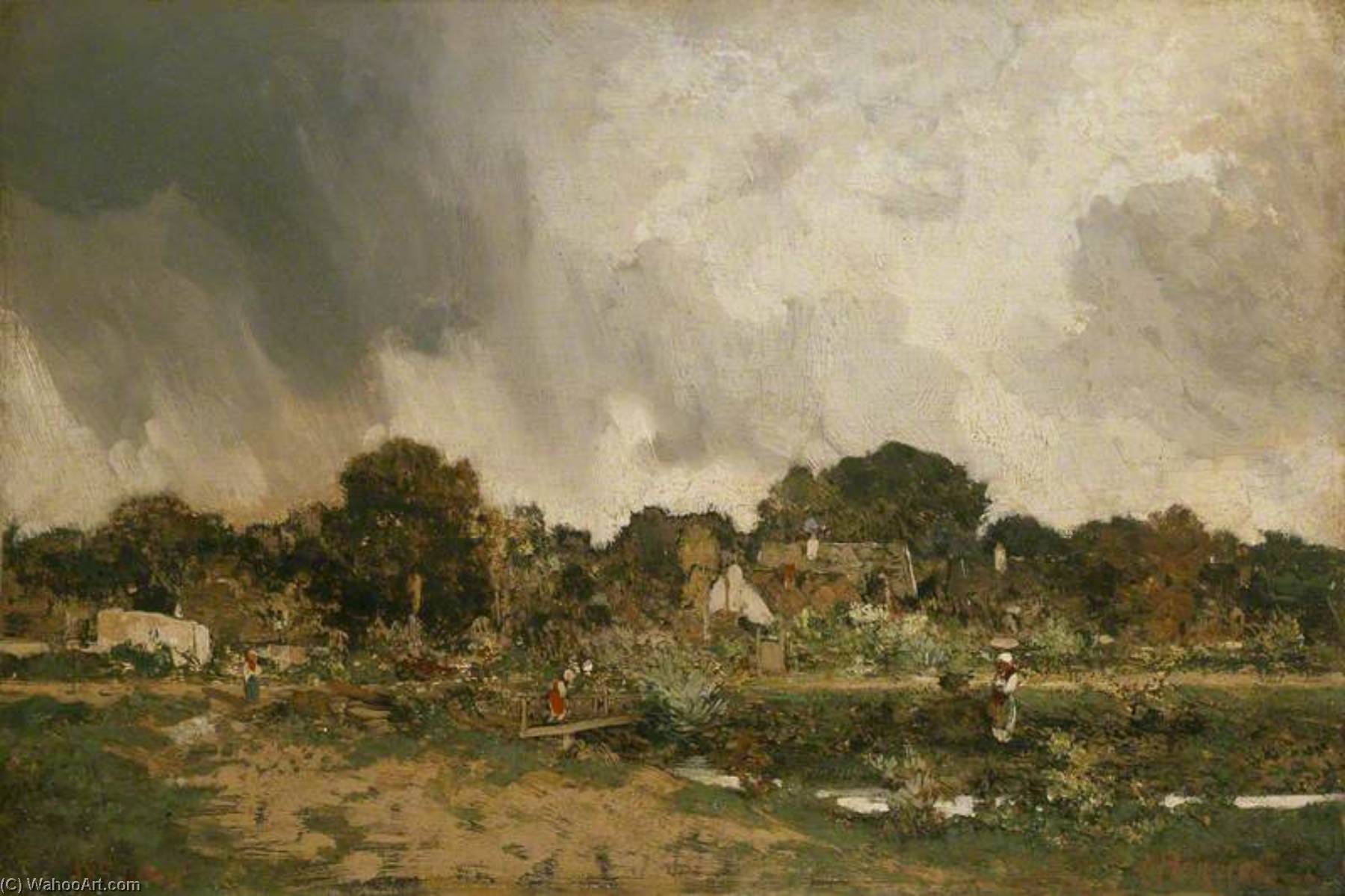 The Outskirts Of A Village — Louis Adolphe Hervier