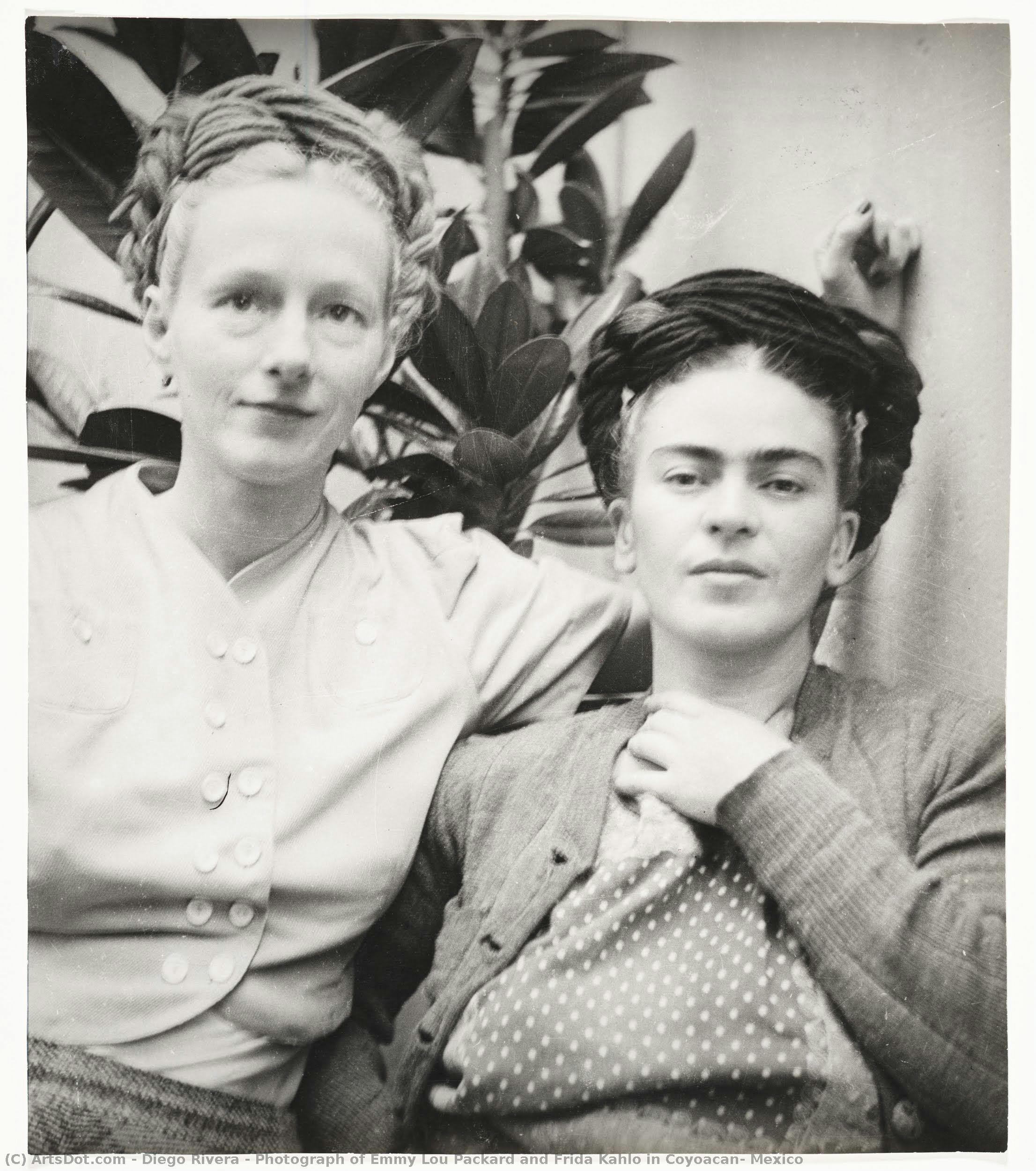 Photograph Of Emmy Lou Packard And Frida Kahlo In Coyoacan, Mexico — Diego Rivera