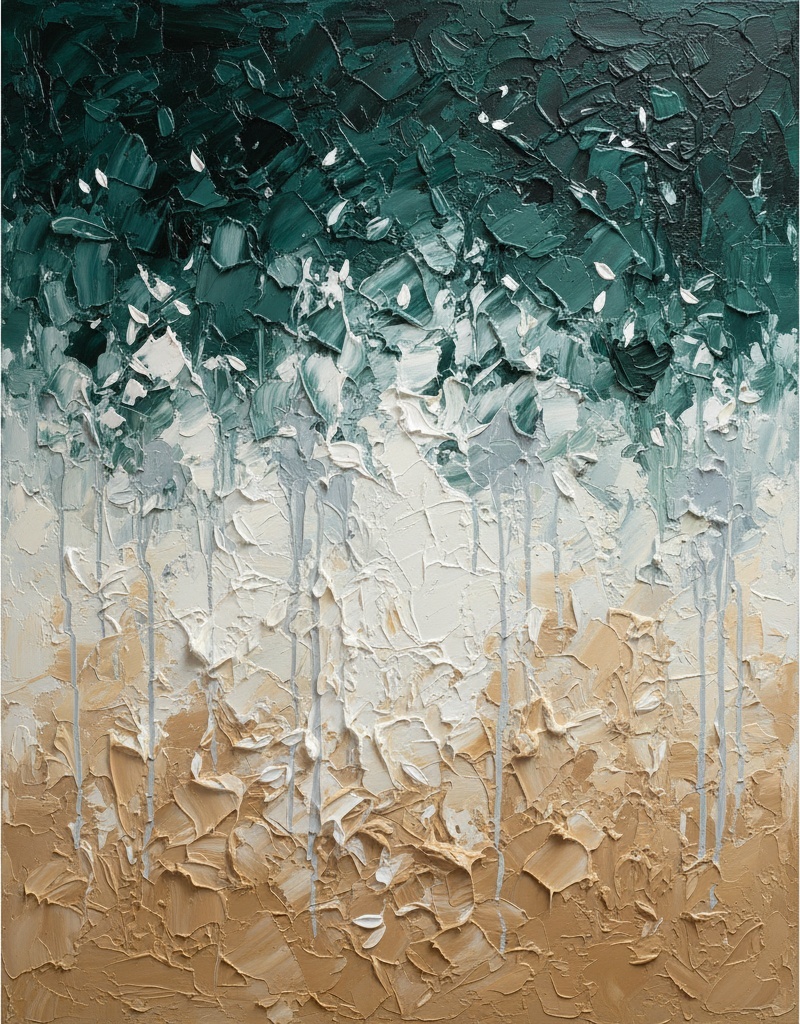 Ethereal Strata Of Ochre And Verdant Shadows In Sculptural Impasto Relief — David Moreau