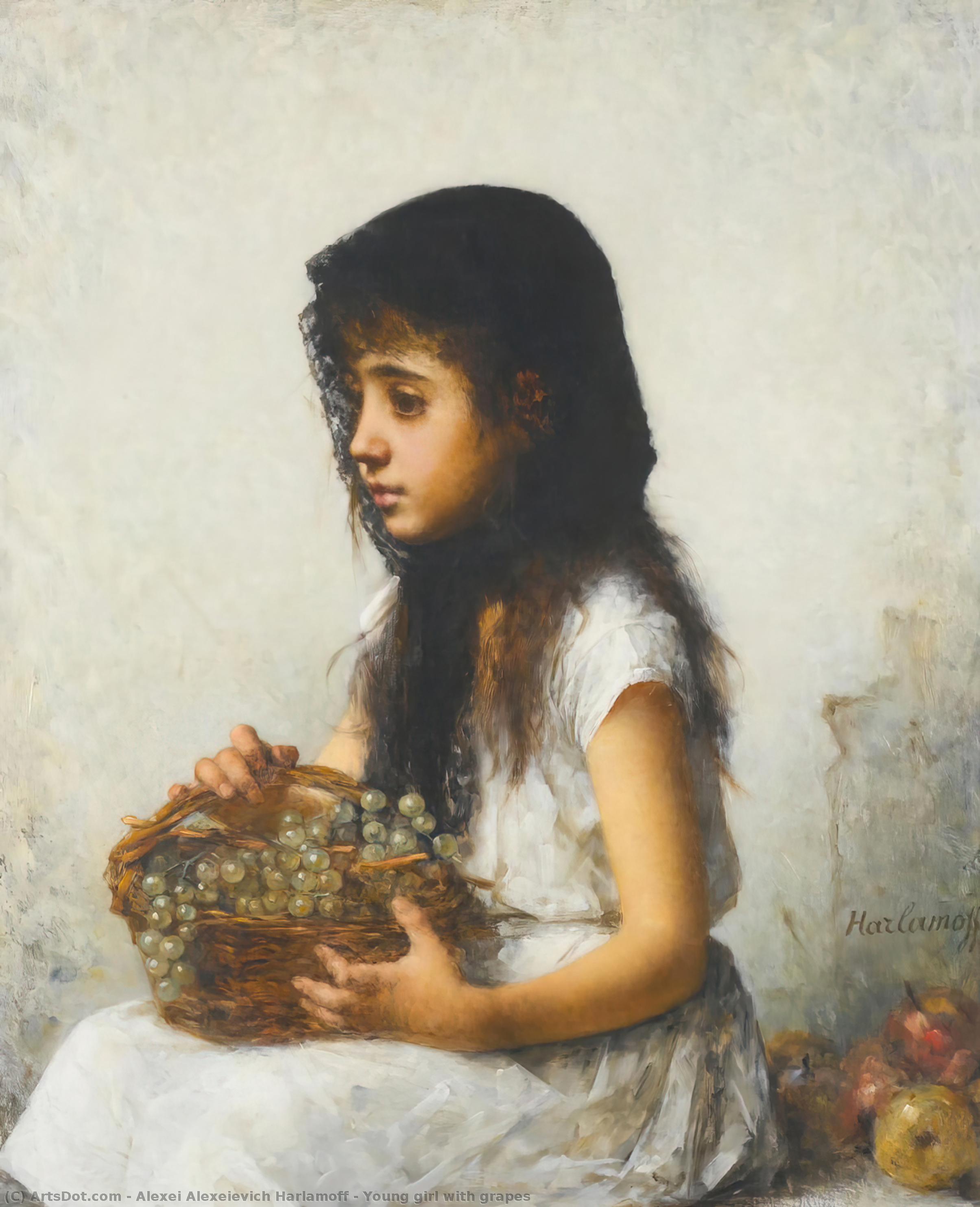 Young Girl With Grapes — Alexei Alexeievich Harlamoff