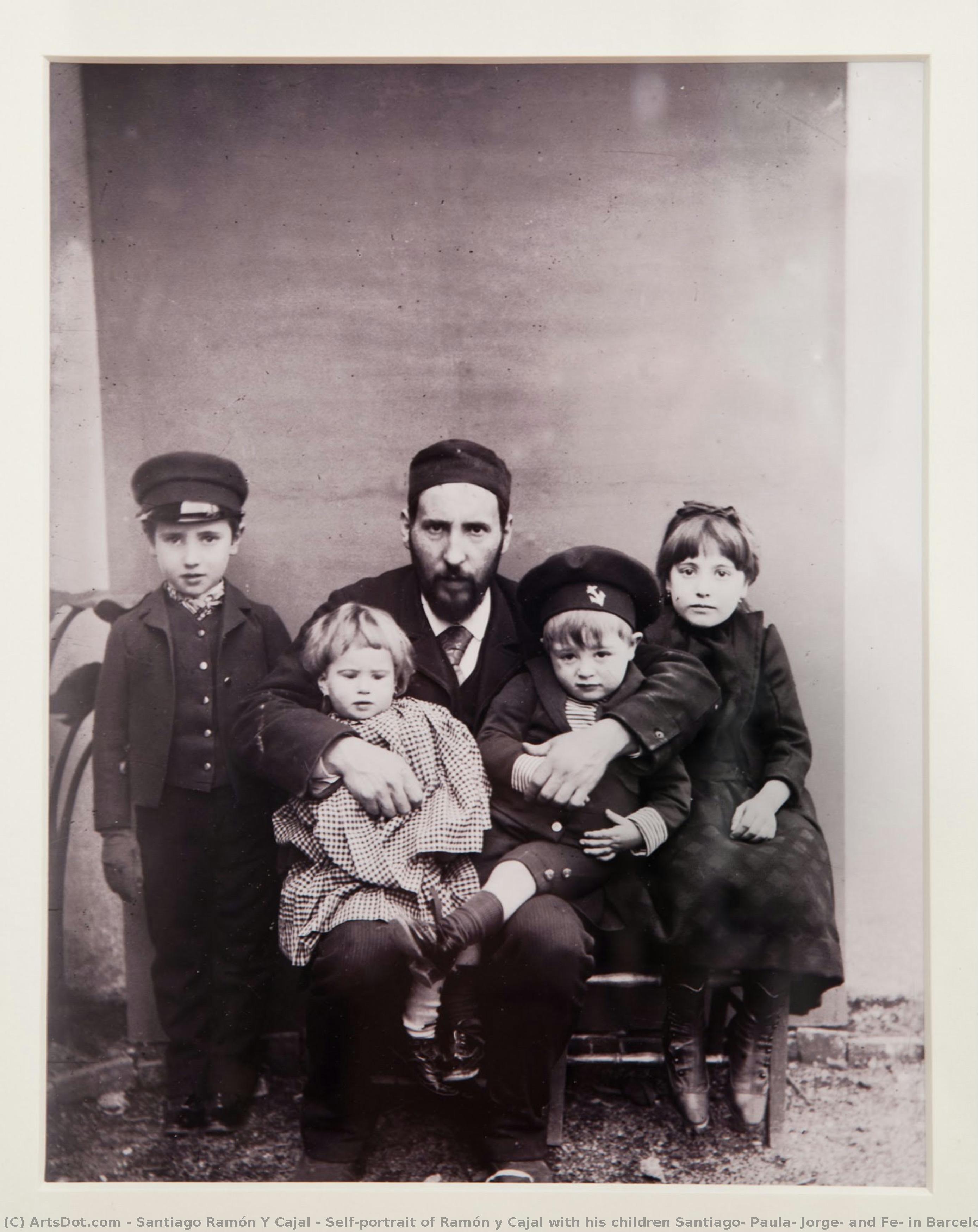 Self-portrait Of Ramón Y Cajal With His Children Santiago, Paula, Jorge, And Fe, In Barcelona — Santiago Ramón Y Cajal