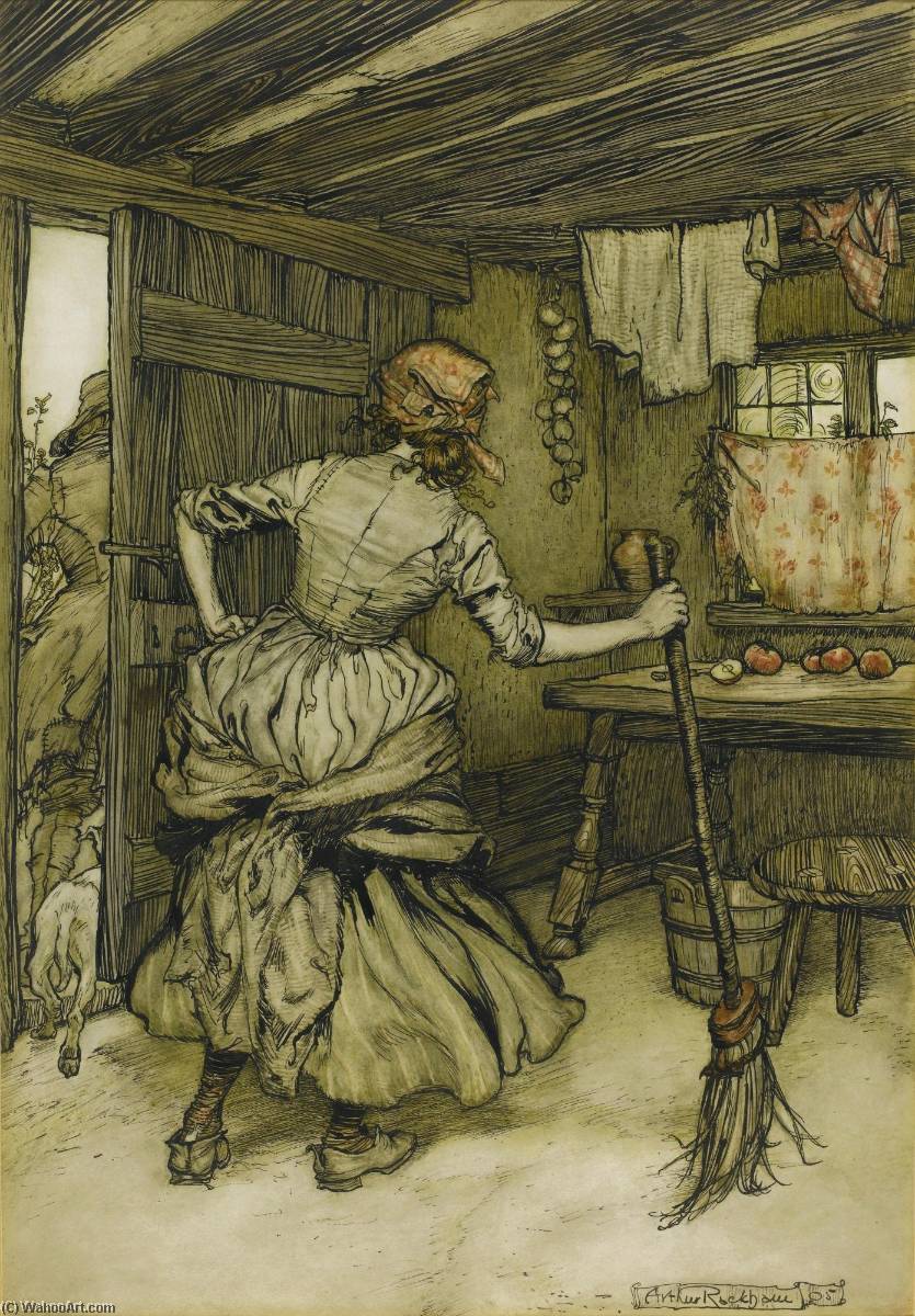So That He Was Fain To Draw Off His Forces And Take To The Outside Of The House The Only Side Which, In Truth, Belongs To A Henpecked Husband — Arthur Rackham