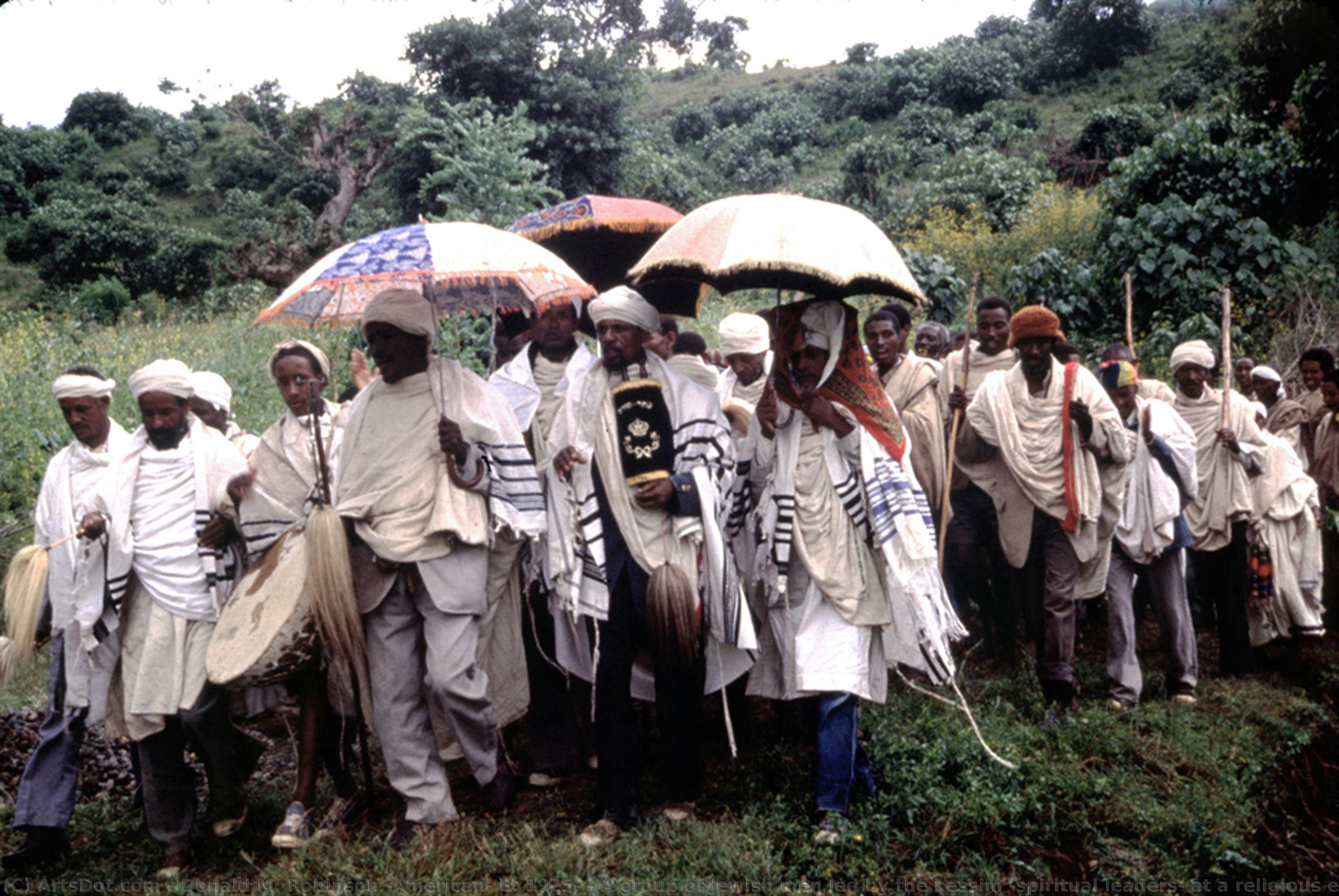 A Group Of Jewish Men Led By The Kessim (spiritual Leaders) At A Religious Event — Donald M. Robinson (american, B. 1925)