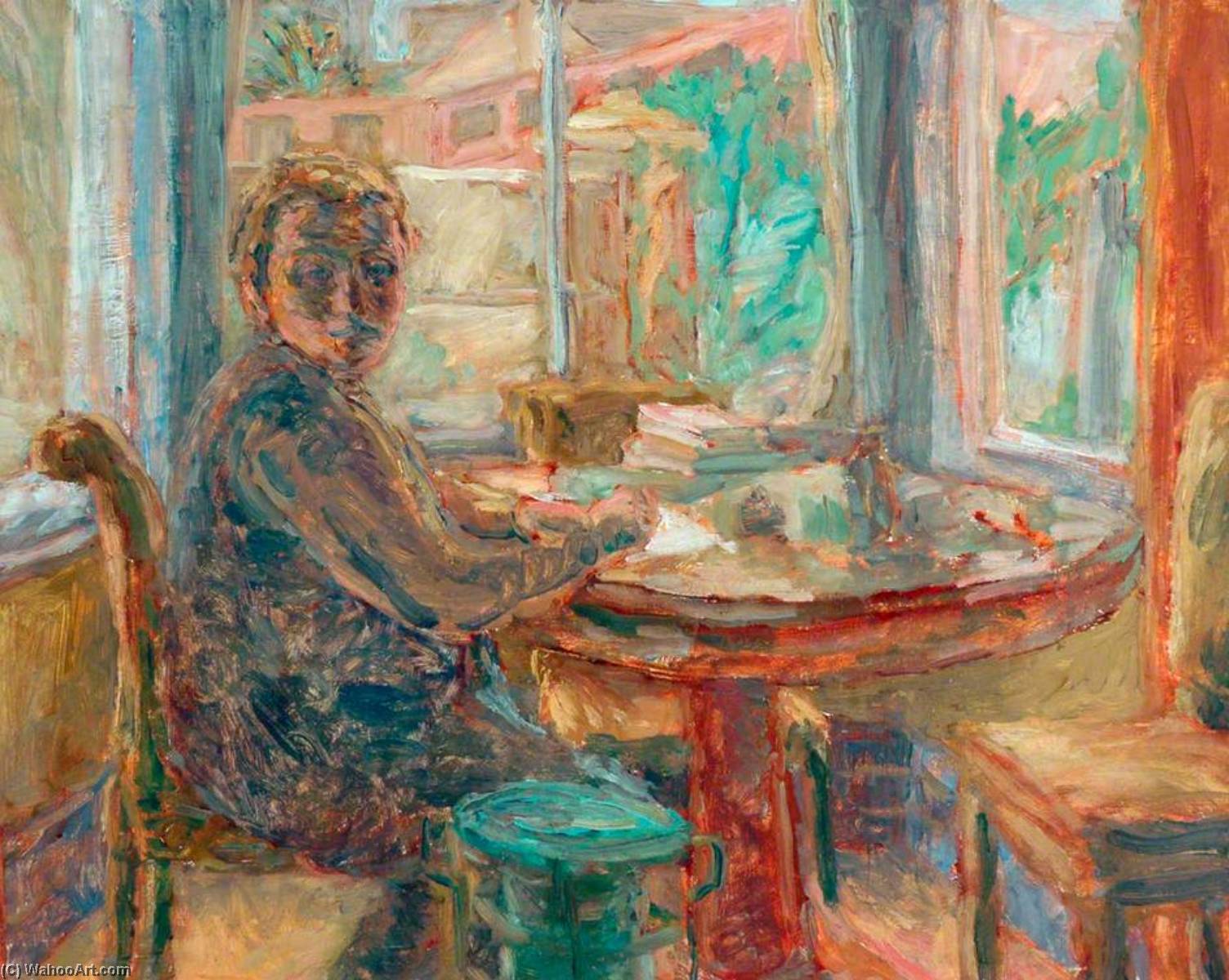 Woman Writing At A Desk — John Lessore