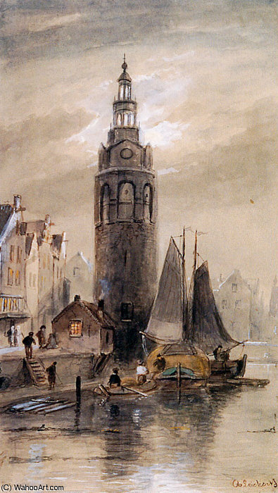Montelbaanstoren In Amsterdam Sun — Charles Henri Joseph Leickert