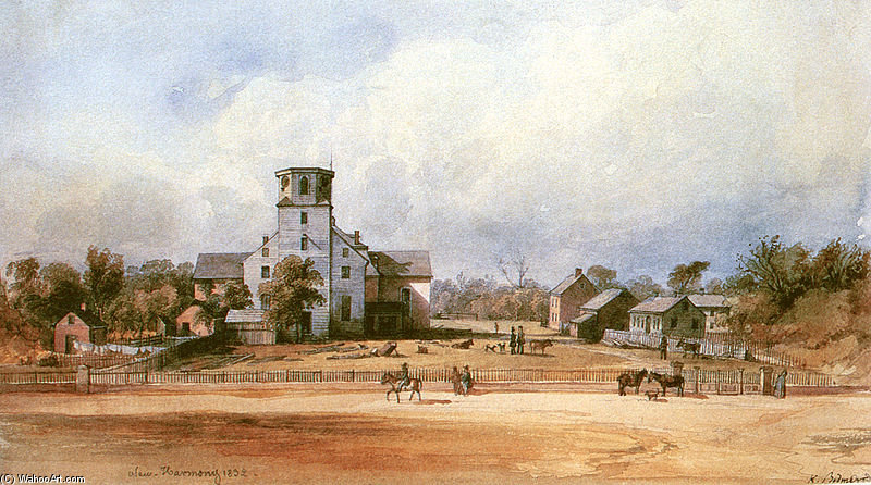 The Church Of New Harmony — Karl Bodmer