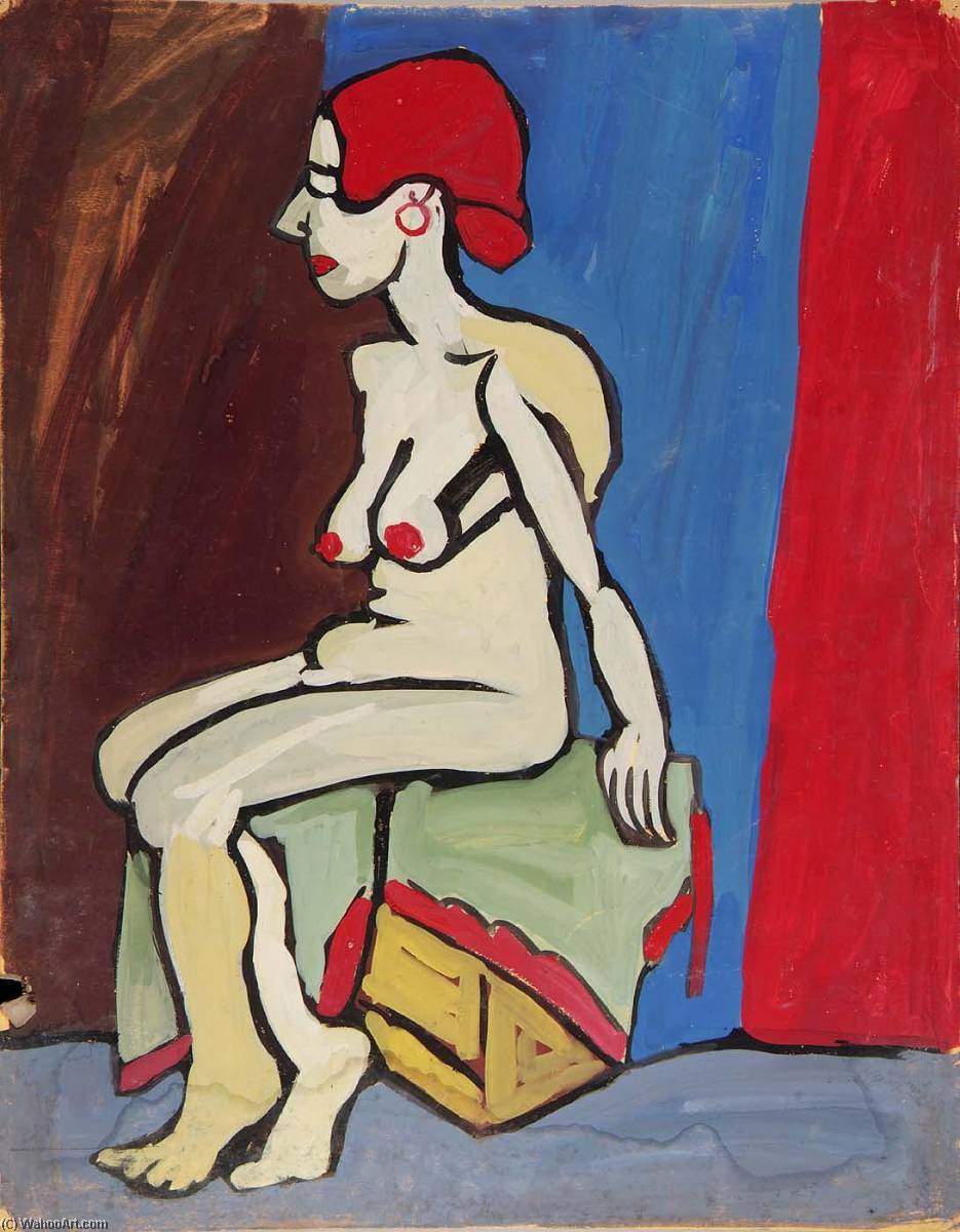 Seated Female Nude With Red Hair — William H. Johnson