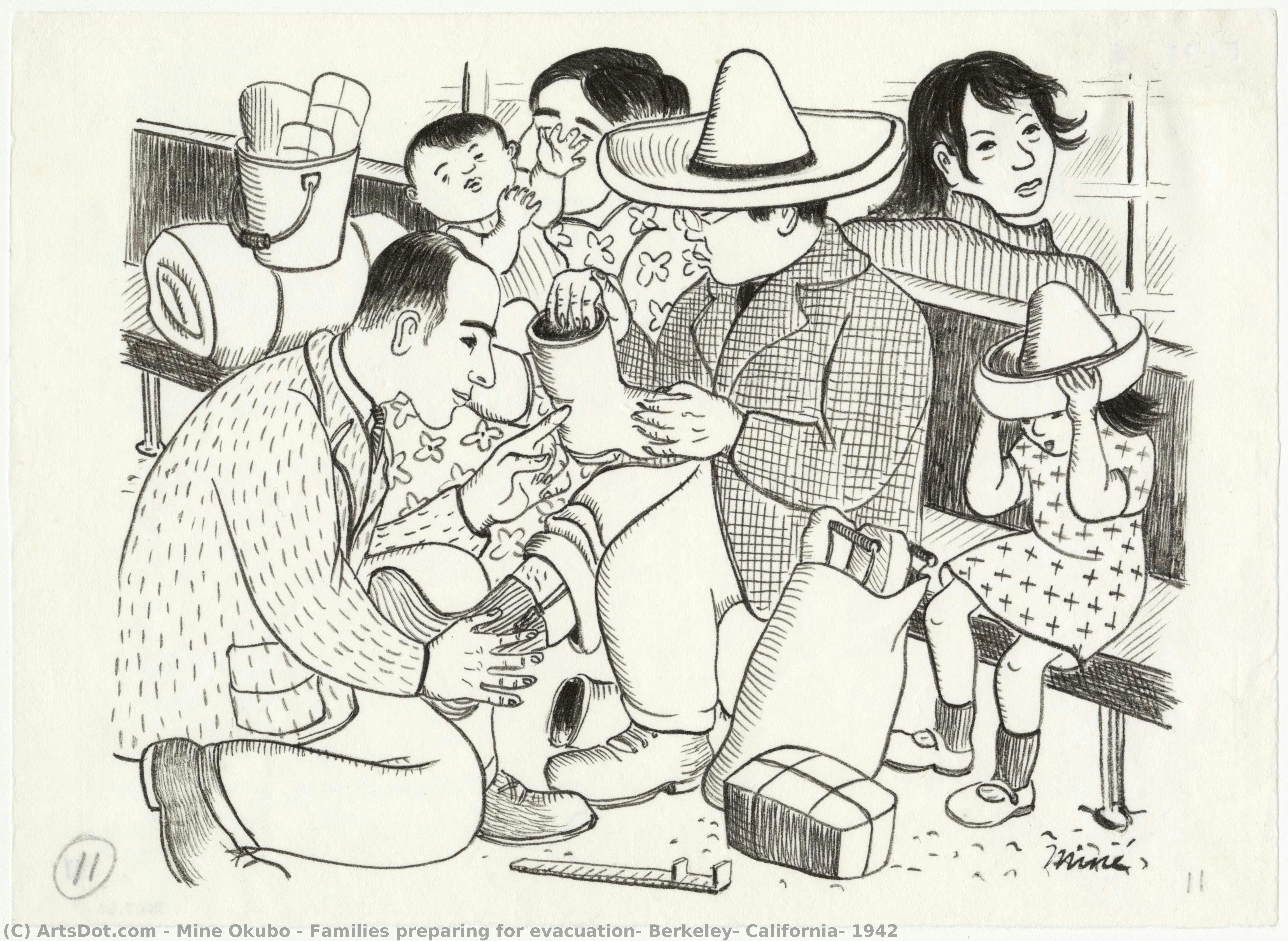 Families Preparing For Evacuation, Berkeley, California, 1942 — Miné Okubo