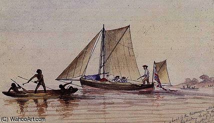The Long Boat Of The Messenger Attacked — Thomas Baines