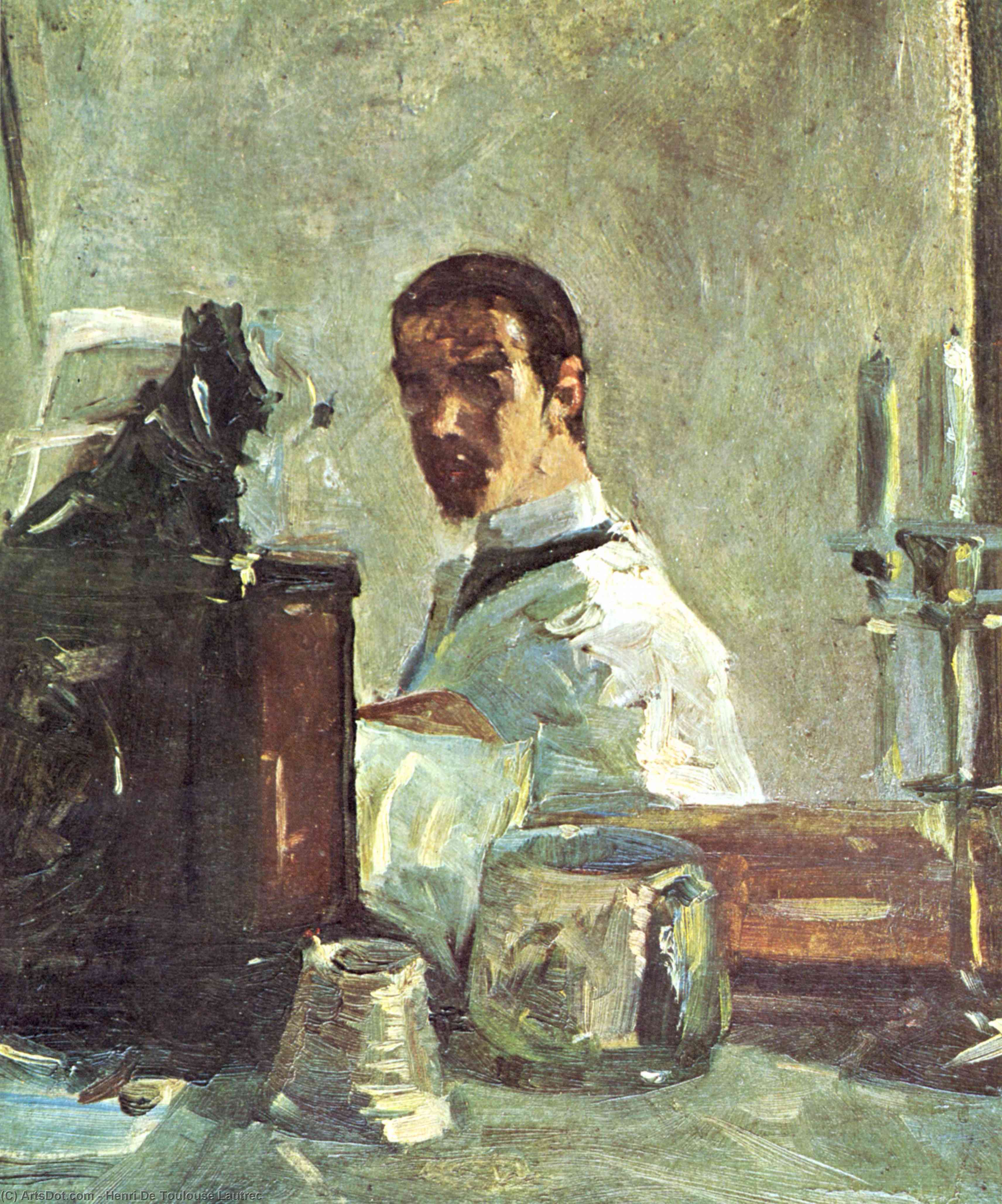 Self-portrait In Front Of A Mirror — Henri De Toulouse-lautrec