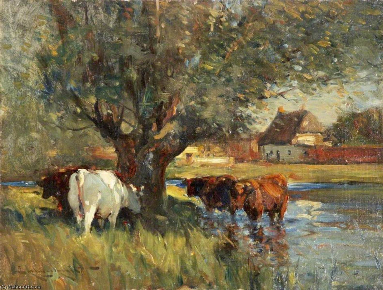 Cattle In The Shade Of A Large Willow Tree (study) — Edmund Aubrey Hunt