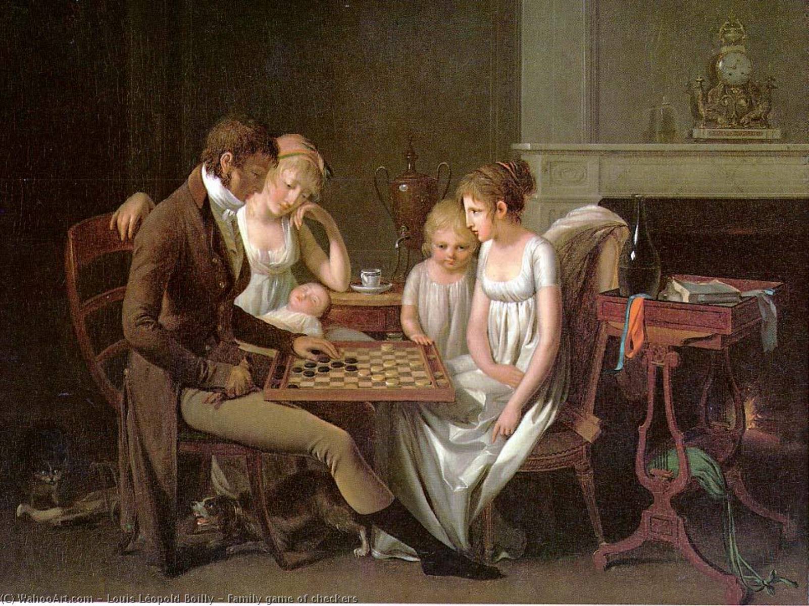 Family Game Of Checkers — Louis Léopold Boilly