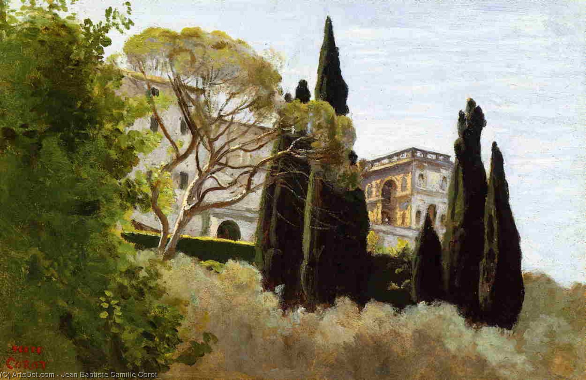 The Facade Of The Villa D'este At Tivoli, View From The Gardens — Žan-batist Kamil Korote