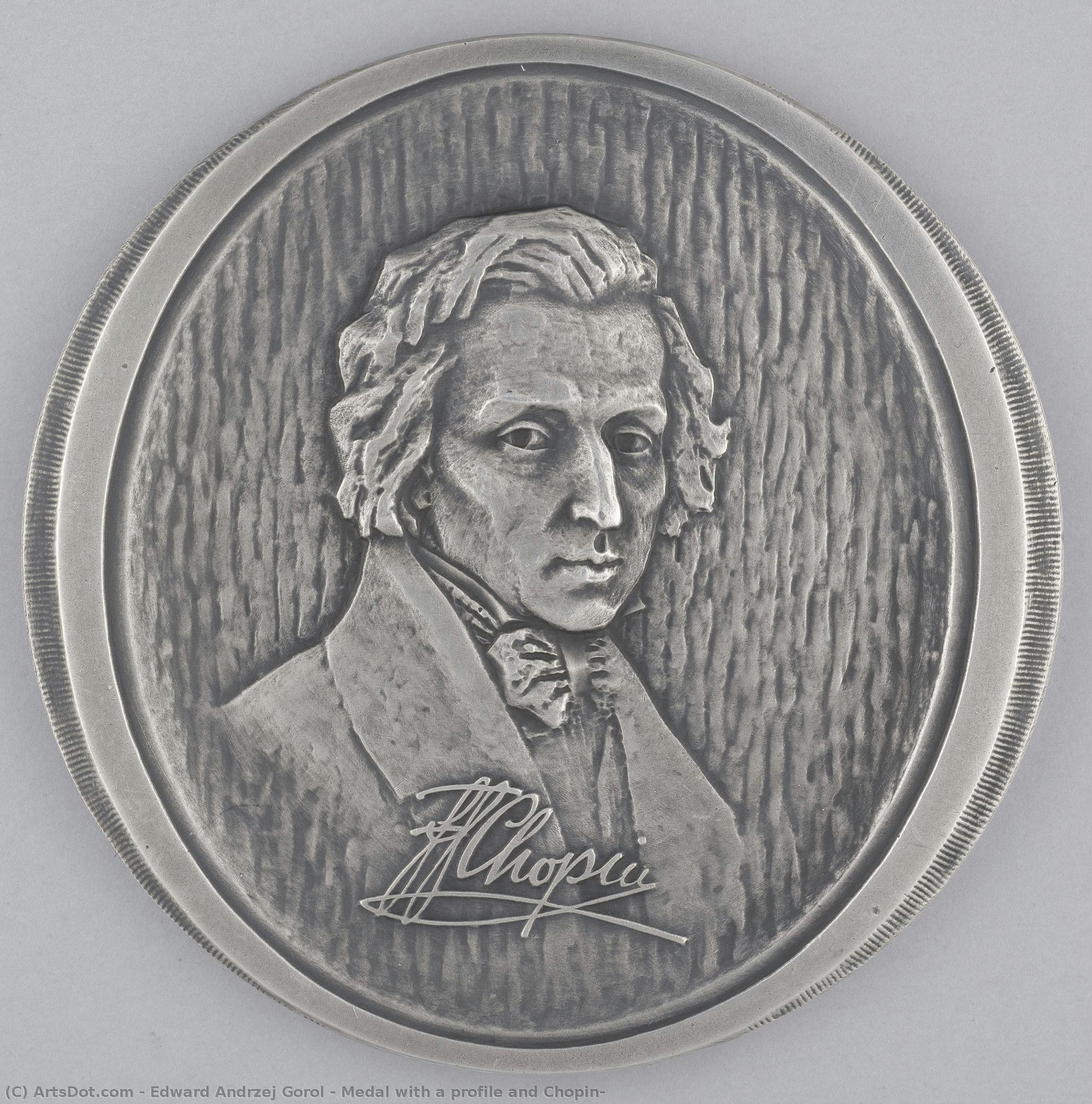 Medalla Con Retrato De Perfil Y Chopin — Edward Andrzej Gorol