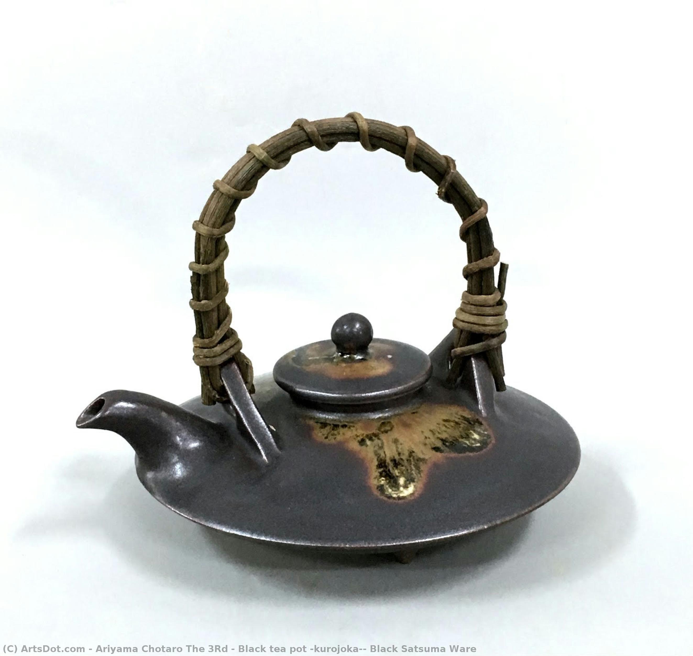 Black Tea Pot (kurojoka), Black Satsuma Ware — Ariyama Chotaro The 3rd