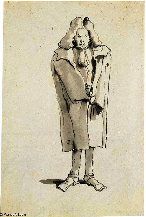 Caricature Of A Man Wearing An Overcoat — Giambattista Tiepolo