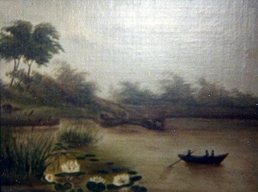 Water Scene With Boat And Waterlillies, (painting) — Elizabeth Otis Marshall Dannelly