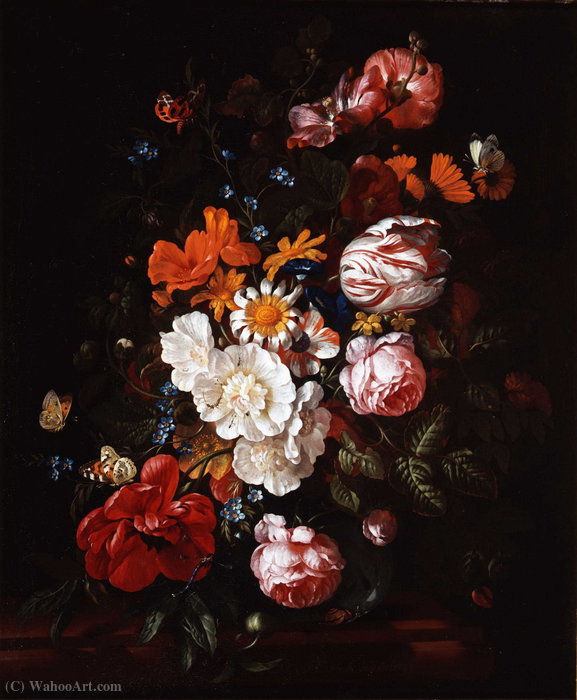 Bouquet Of Flowers In A Glass Vase (private Collection) — Philip Van Kouwenbergh