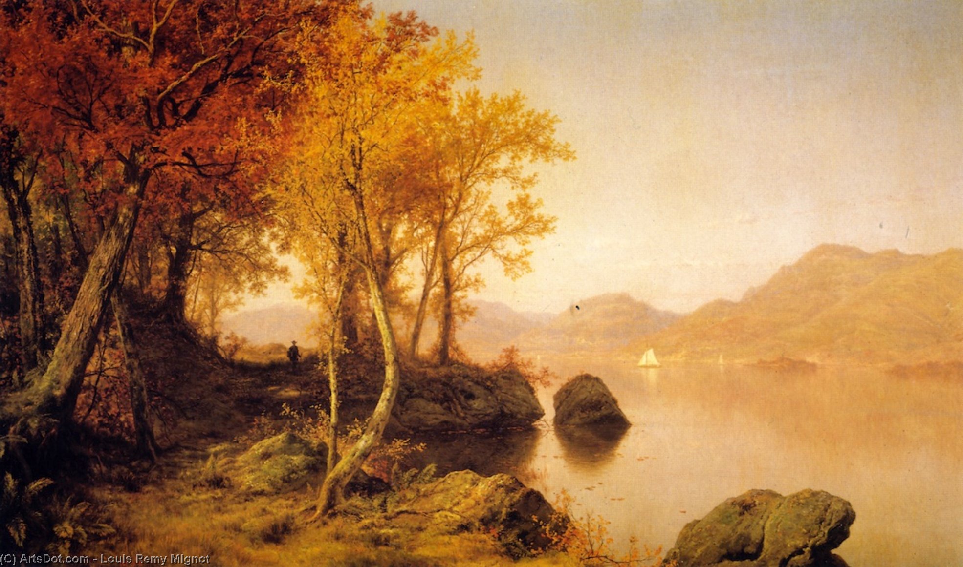Indian Summer, Lake George — Louis Remy Mignot