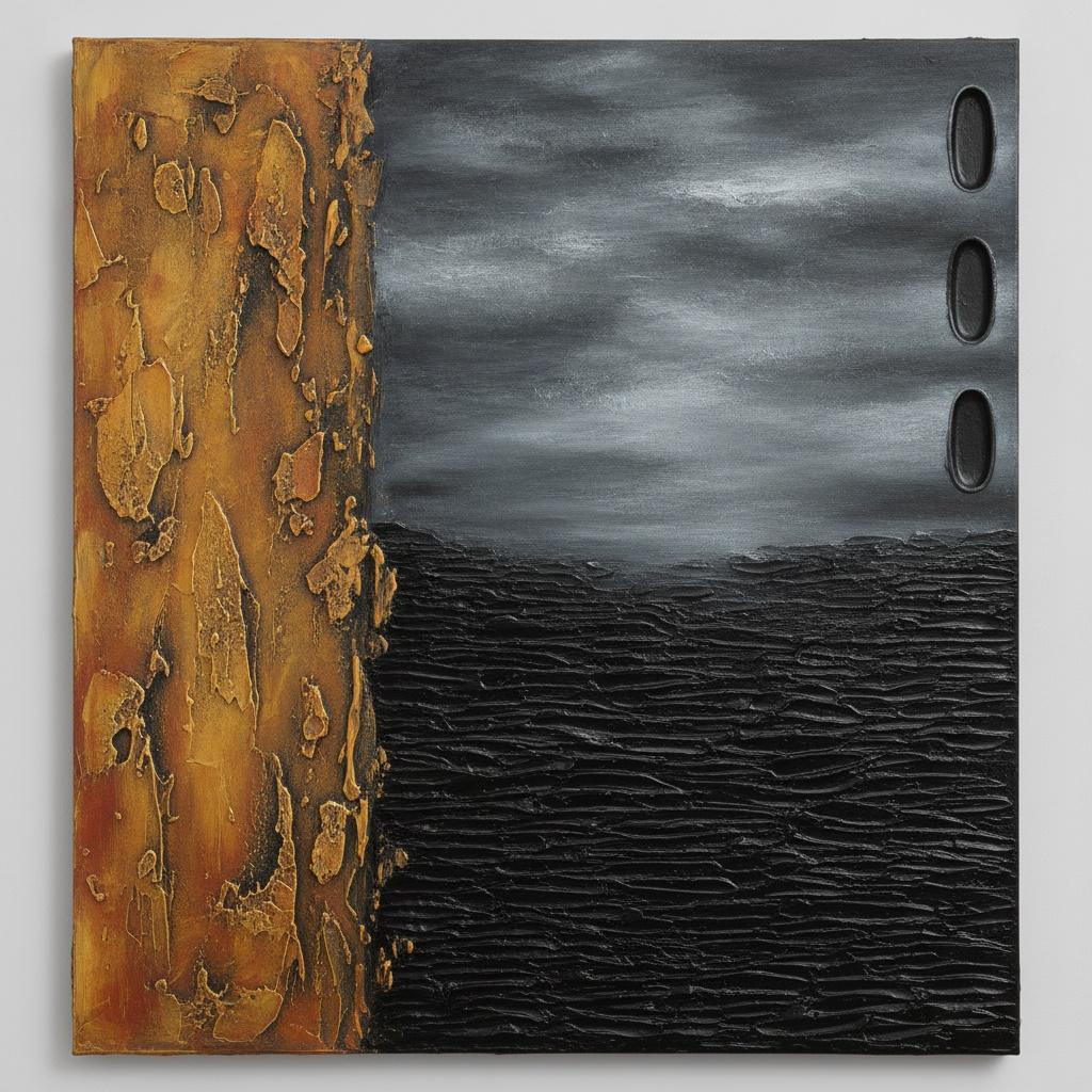 Ocker-impasto Und Holzkohle-reliefs In Schwerer Textur — David Moreau