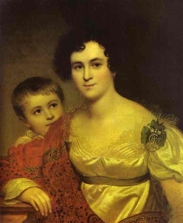 Portrait Of A. I. Molchanova With Daughter — Orest Adamovich Kiprensky