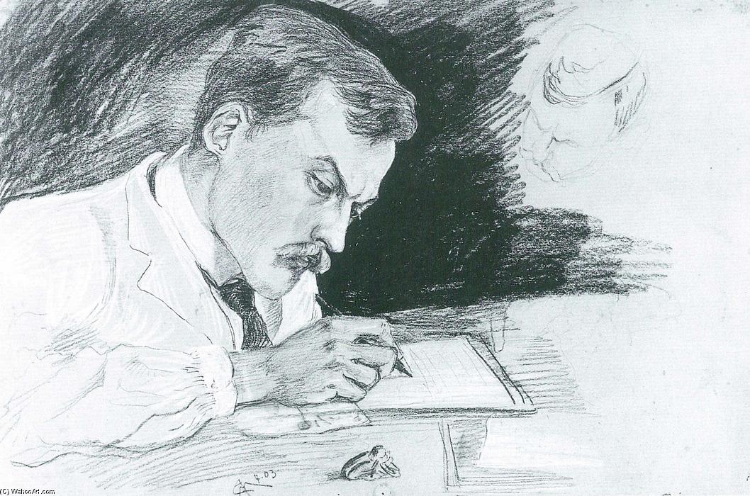 Portrait Of Dr. Ludwig Deubner, Writing — August Macke