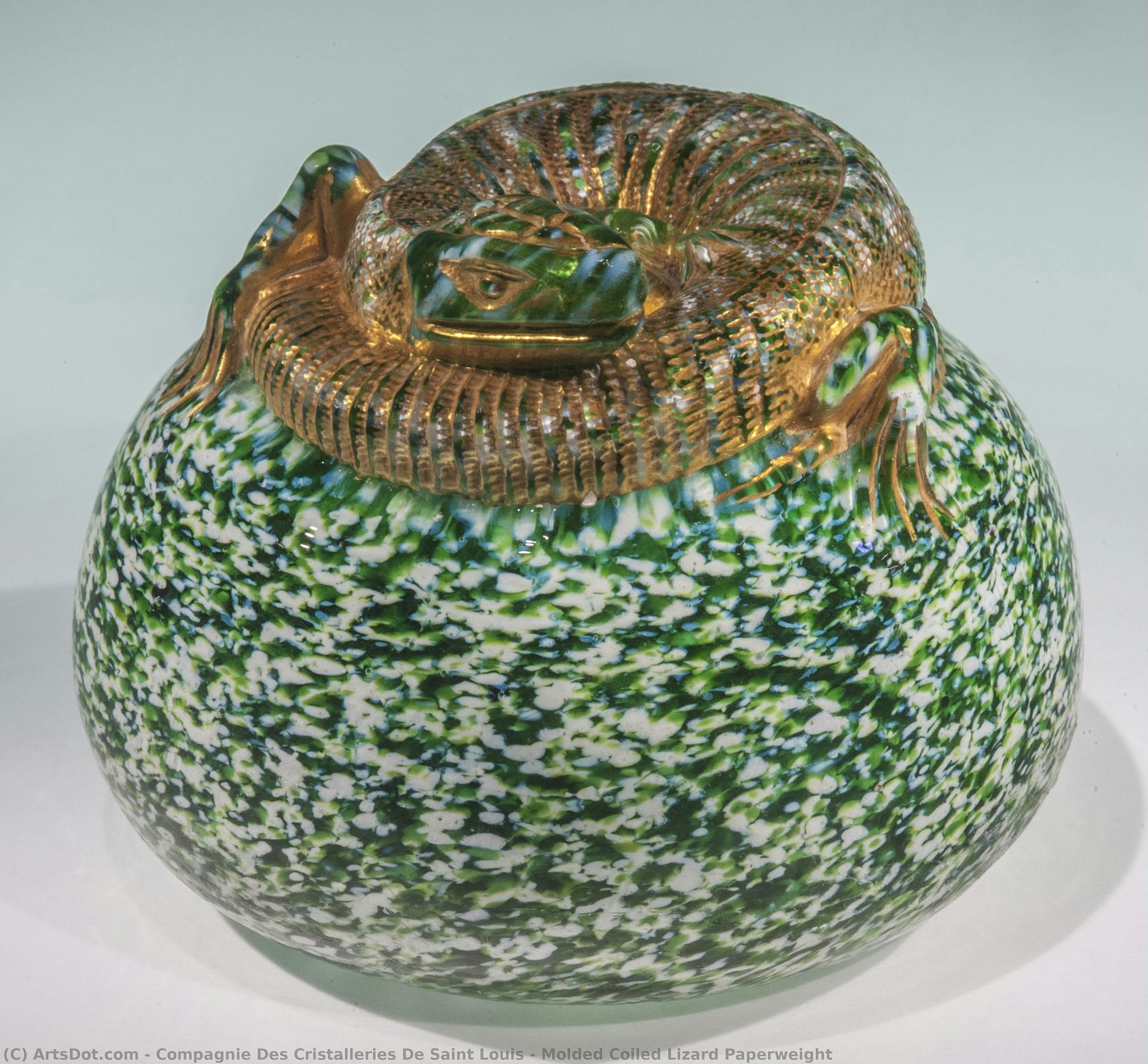 Molded Coiled Lizard Paperweight — Compagnie Des Cristalleries De Saint Louis