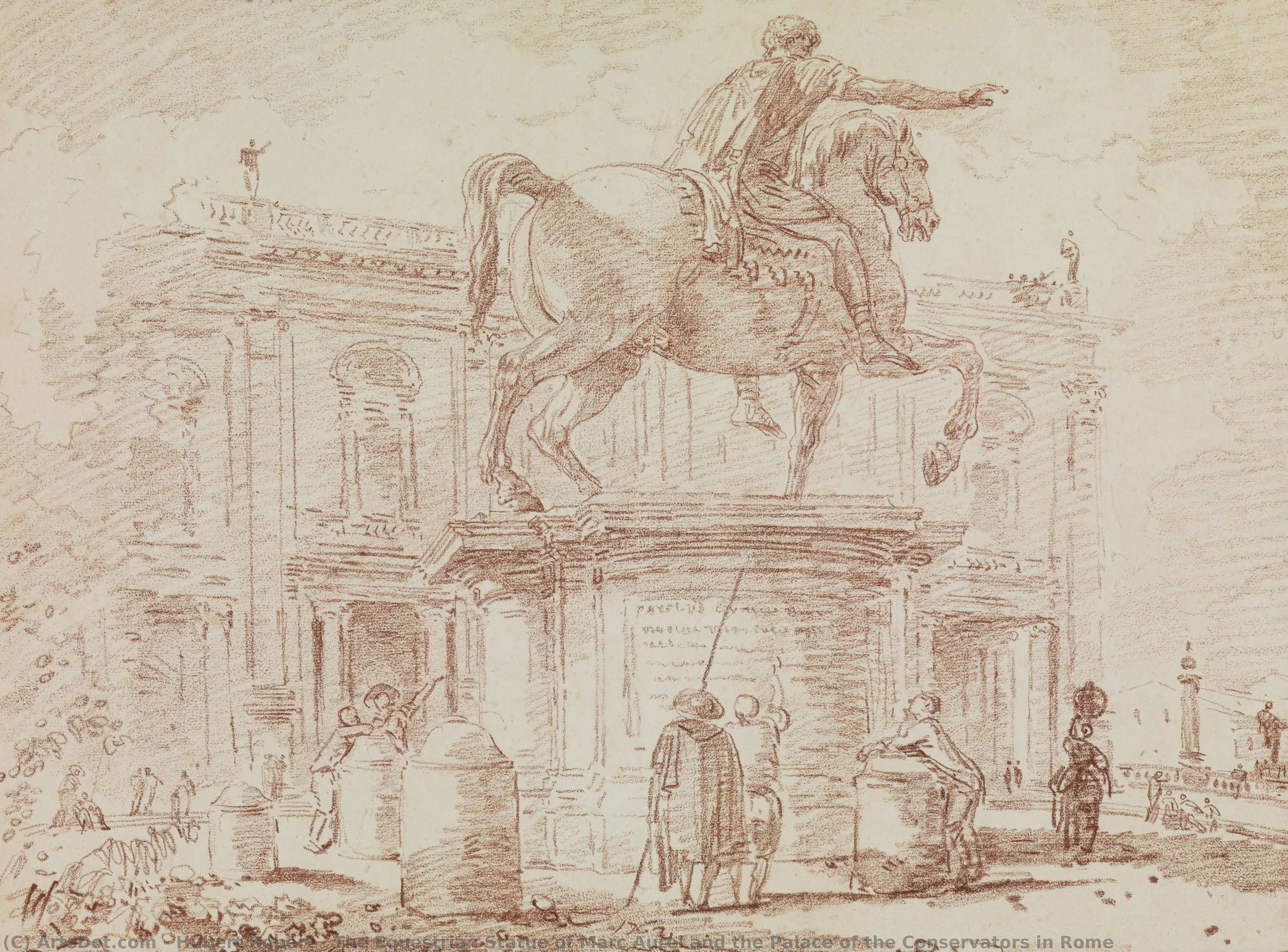 The Equestrian Statue Of Marc Aurel And The Palace Of The Conservators In Rome — Hubert Robert