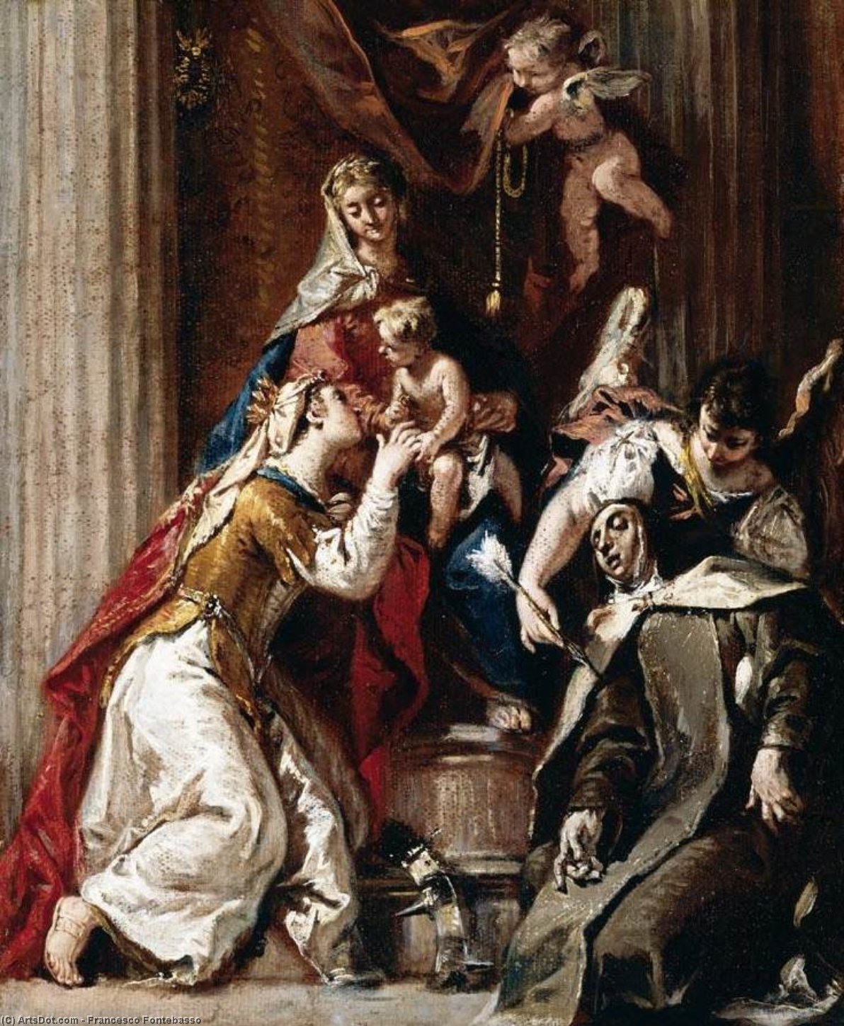Mystic Marriage Of St Catherine With St Therese — Francesco Fontebasso
