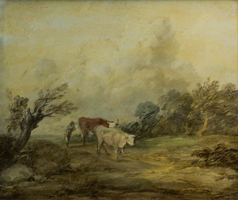 Landscape With A Peasant Driving Cows — トーマス・ゲインズバラ