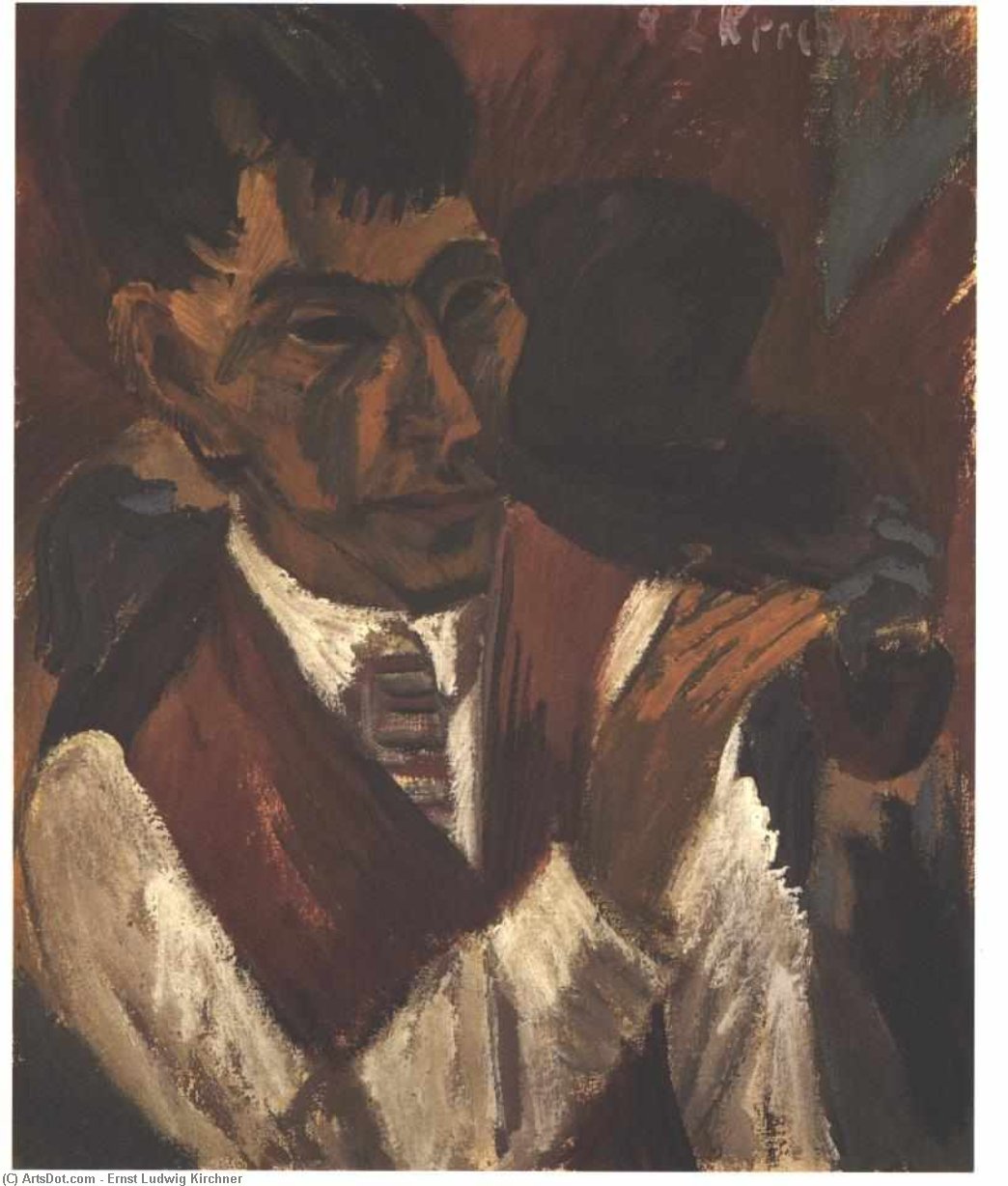 Portrait Of Otto Mueller With Pipe — Ernst Ludwig Kirchner