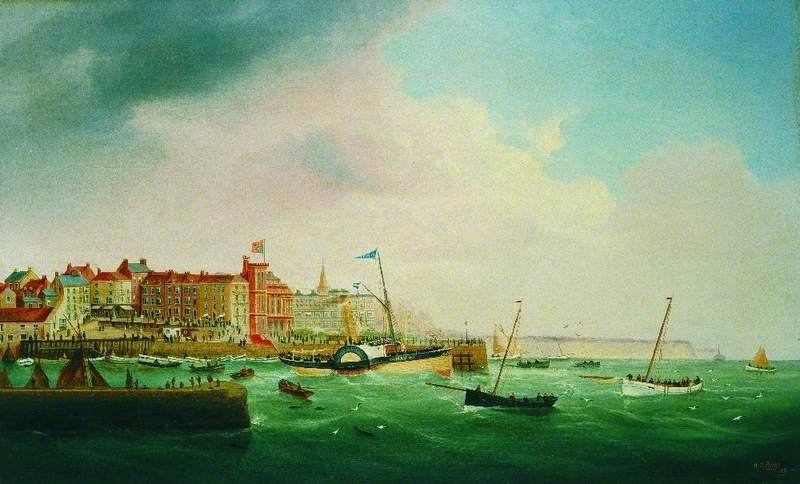 The Steam Paddle Tug 'may' Pulling Out Of Bridlington Harbour, East Riding Of Yorkshire — William Daniel Penny