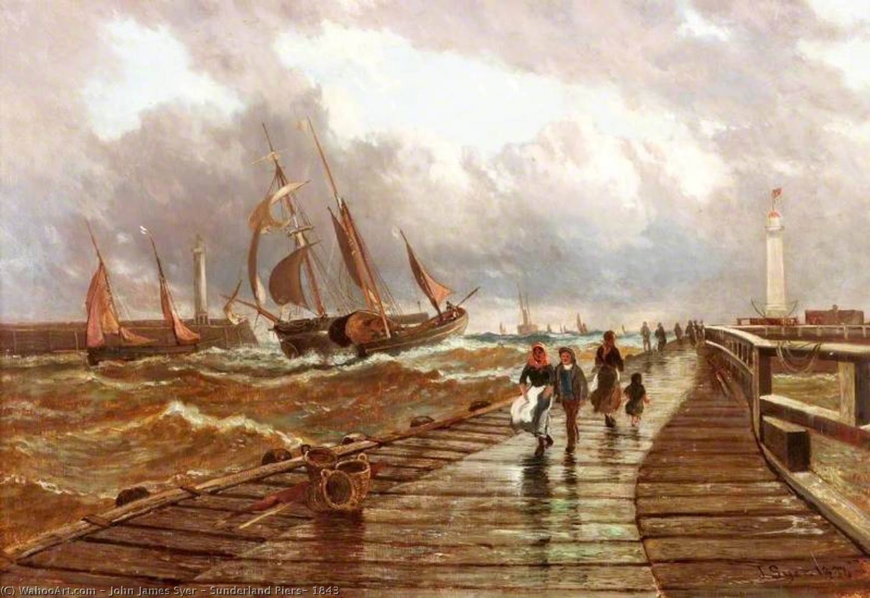 Sunderland Piers, 1843 — John James Syer