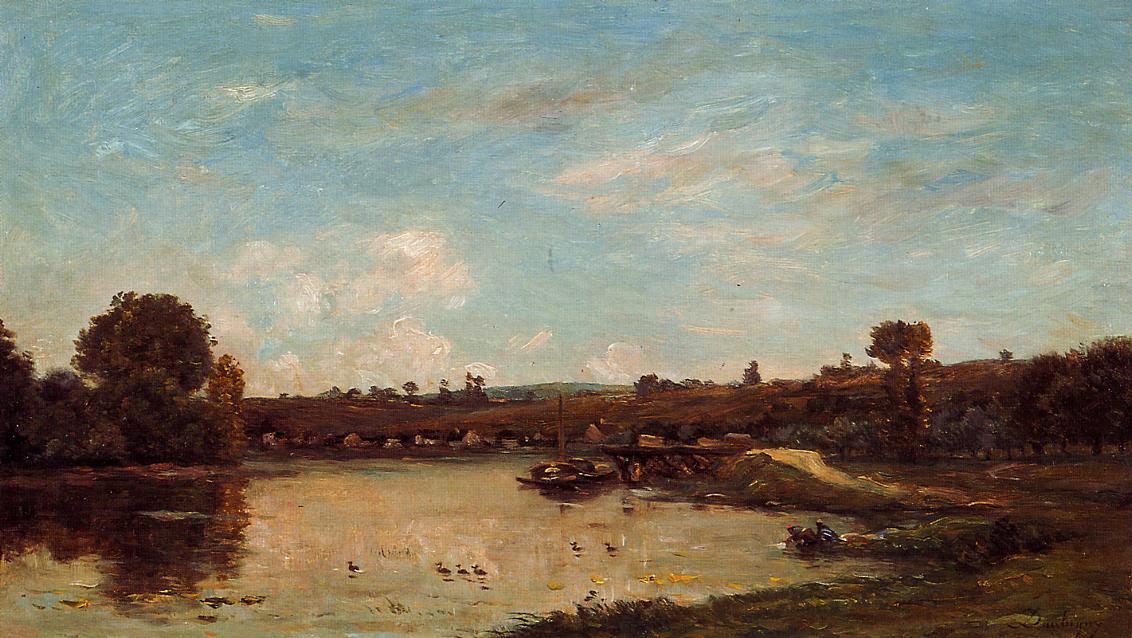 Washerwoman Near Valdomdois — Charles-françois Daubigny