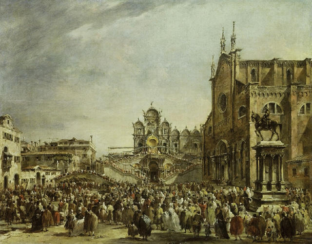 Pope Pius Vi Blessing The Crowd At Campo Ss Giovanni E Paolo, Venice — Francesco Lazzaro Guardi