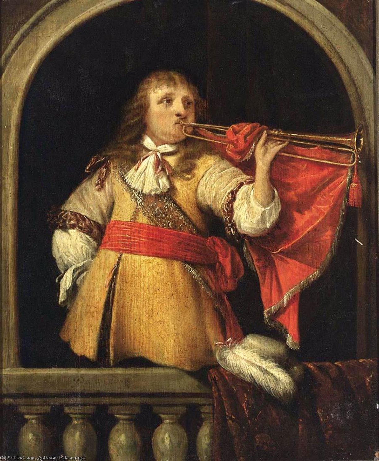 An Officer Blowing A Trumpet — Palamedesz Anthonie (stevaerts)