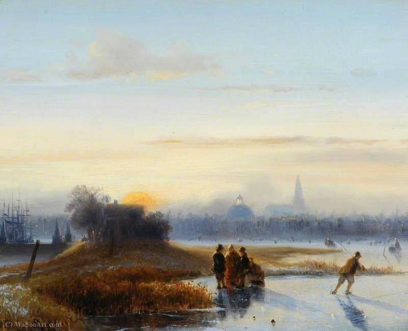 River Scene With Skaters — Alexis De Leeuw