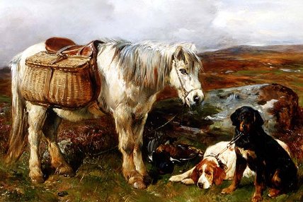Highland Pony With Dogs — John Sargeant Noble