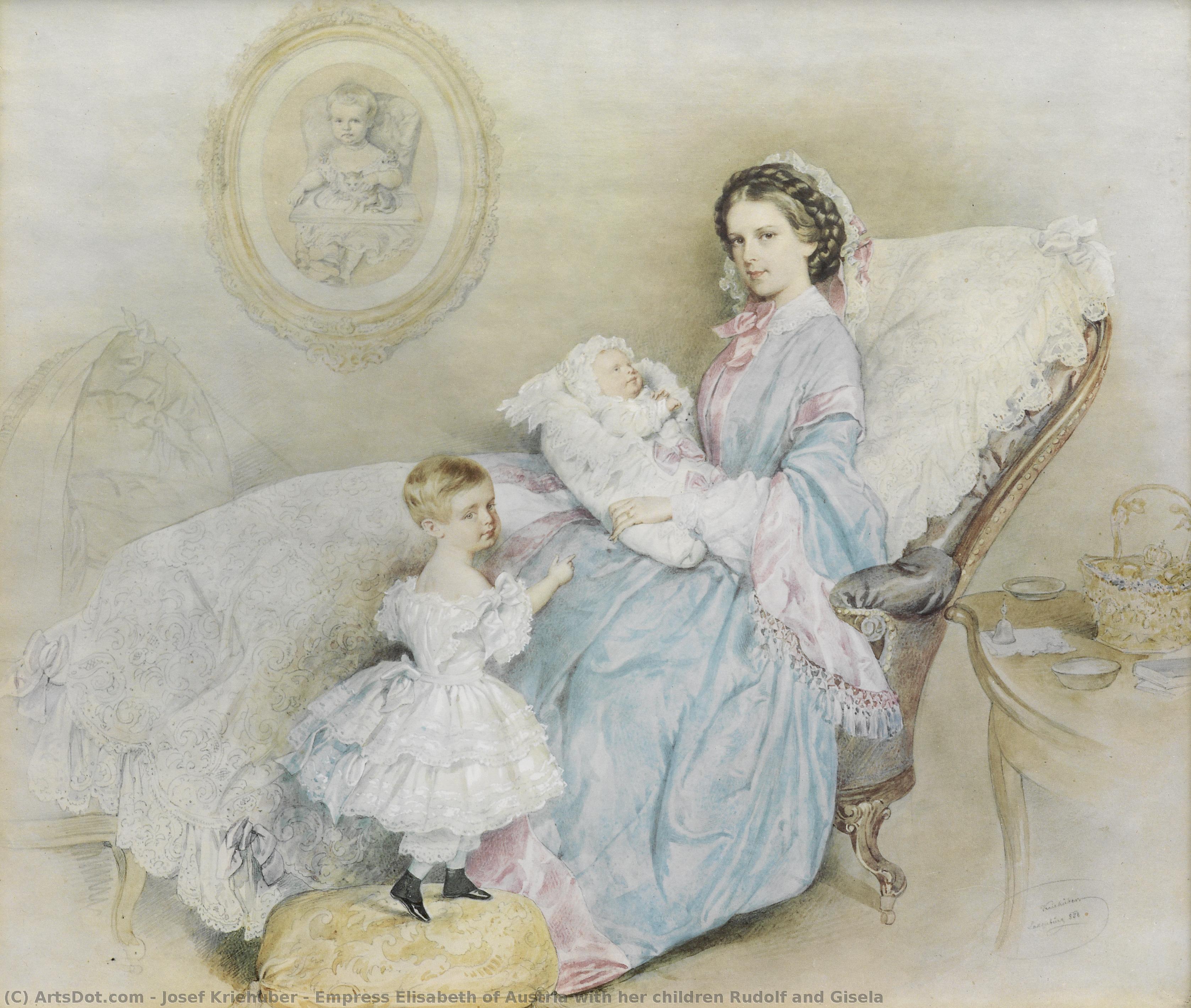 Empress Elisabeth Of Austria With Her Children Rudolf And Gisela — Josef Kriehuber