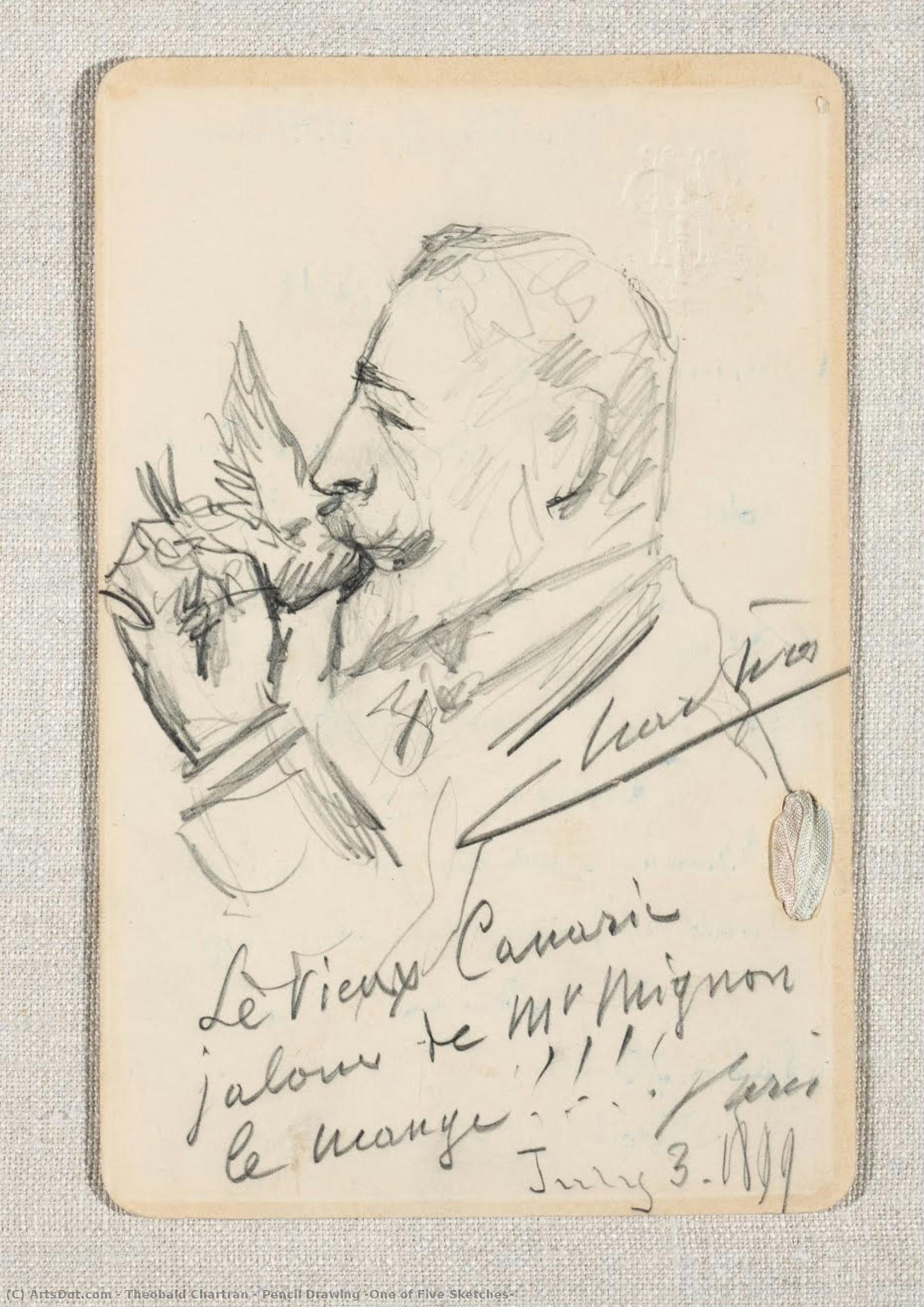 Pencil Drawing (one Of Five Sketches) — Théobald Chartran