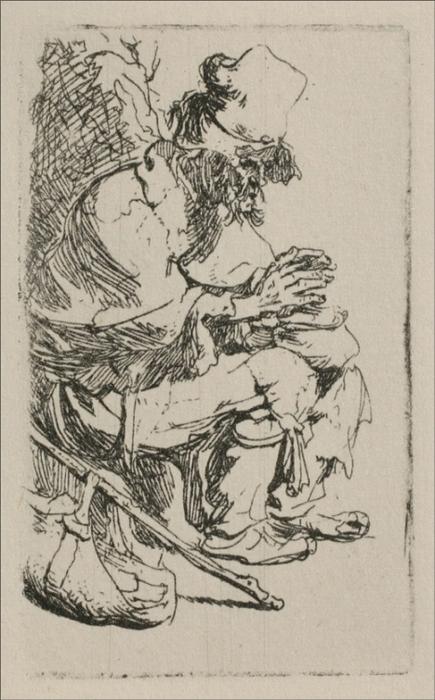 A Beggar Warming His Hands Over A Chafing Dish — Rembrandt Van Rijn