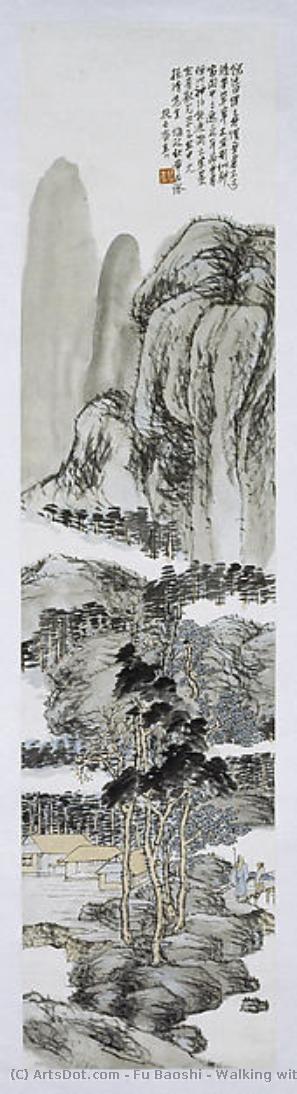 Walking With A Staff And Carrying A Zither — Fu Baoshi