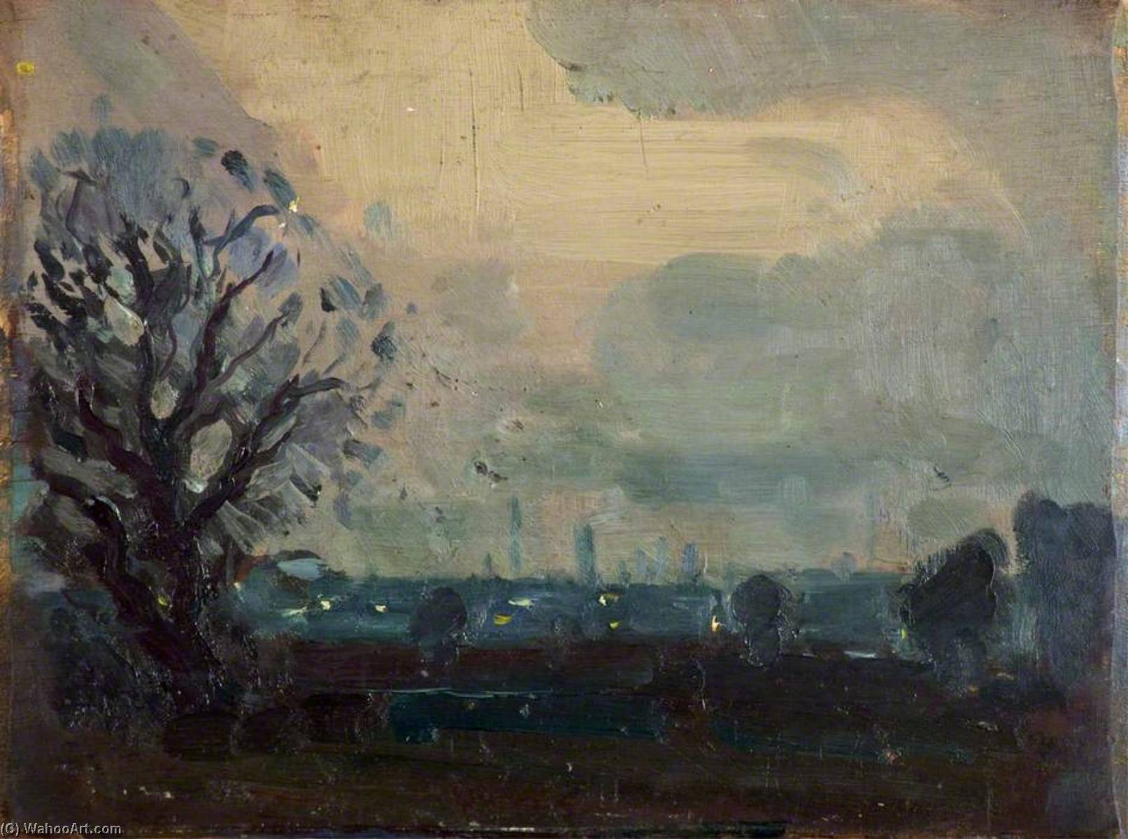 Evening Effect Over Grimsby, Lincolnshire (sketch) (recto) — Harry White