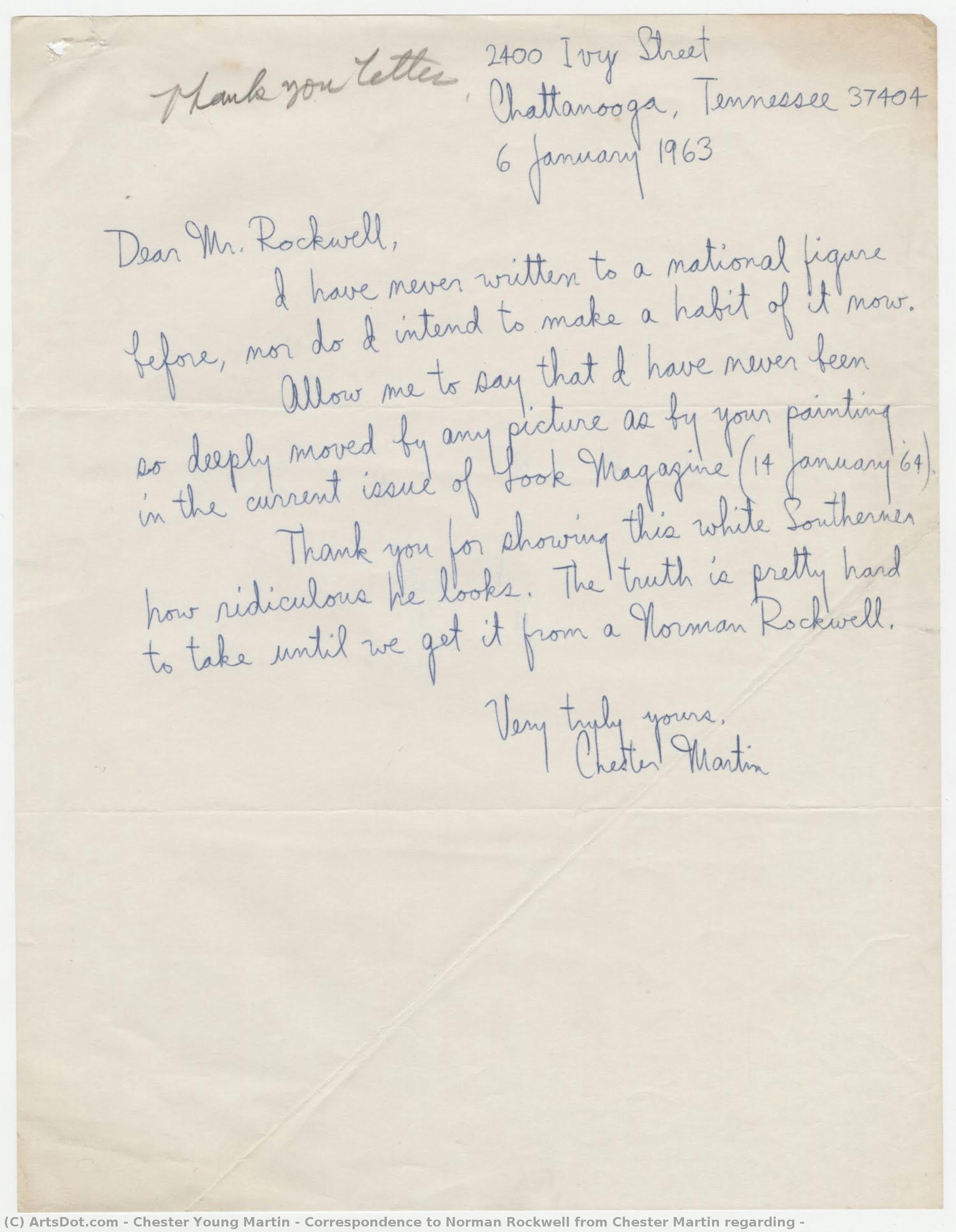 Correspondence To Norman Rockwell From Chester Martin Regarding — Chester Young Martin